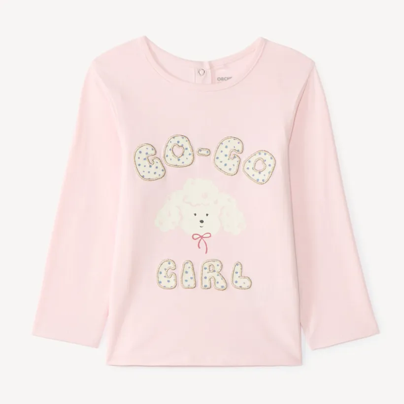T-shirt manches longues bébé fille motif caniche