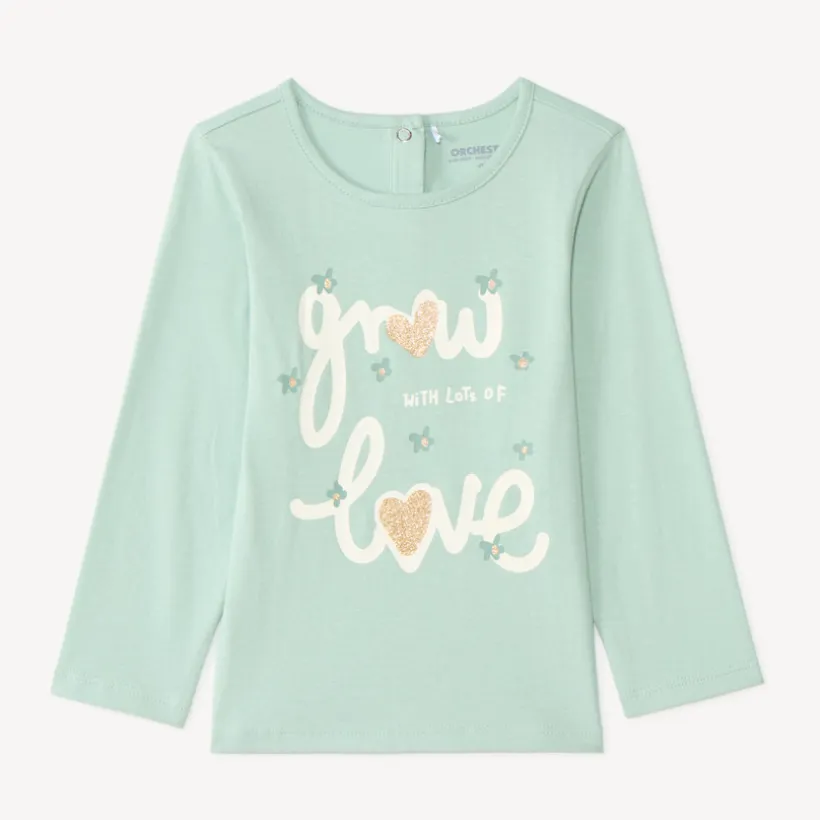 T-shirt manches longues bébé fille print pailleté fantaisie