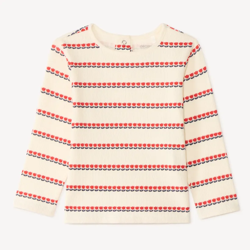 T-shirt manches longues bébé fille motif tulipes