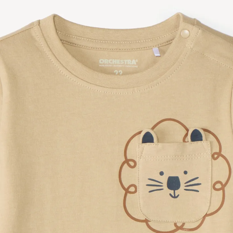 T-shirt manches longues bébé garçon avec poche ludique