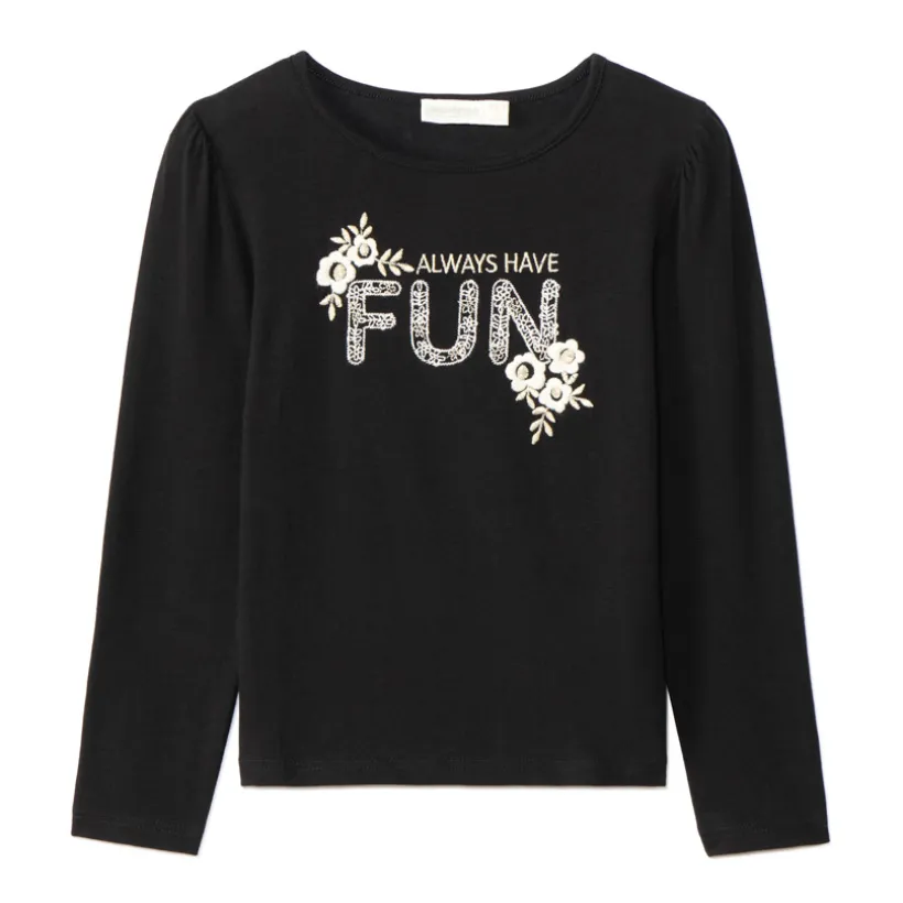 T-shirt manches longues brodé pour fille