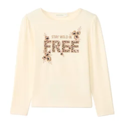T-shirt manches longues brodé pour fille
