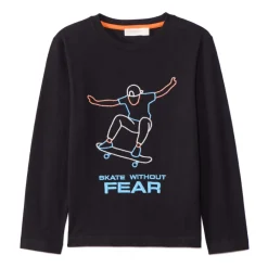 T-shirt manches longues brodé skateboard pour garçon