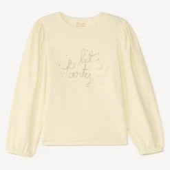 T-shirt manches longues à cording doré pour fille