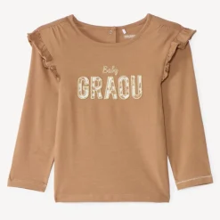 T-shirt manches longues à écriture brodé pour bébé fille