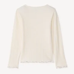 T-shirt manches longues côtelé brodé cœur pour fille