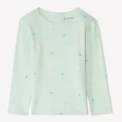 T-shirt manches longues côtelé et imprimé pour bébé fille