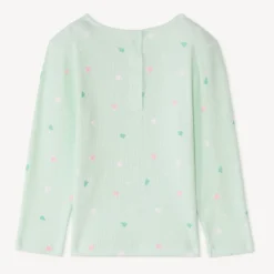T-shirt manches longues côtelé et imprimé pour bébé fille