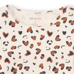 T-shirt manches longues côtelé imprimé cœurs tachetés pour fille