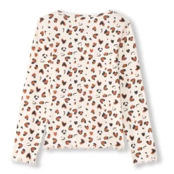 T-shirt manches longues côtelé imprimé cœurs tachetés pour fille