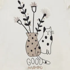 T-shirt manches longues en jersey print chat pour fille