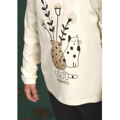 T-shirt manches longues en jersey print chat pour fille