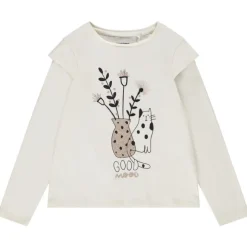T-shirt manches longues en jersey print chat pour fille
