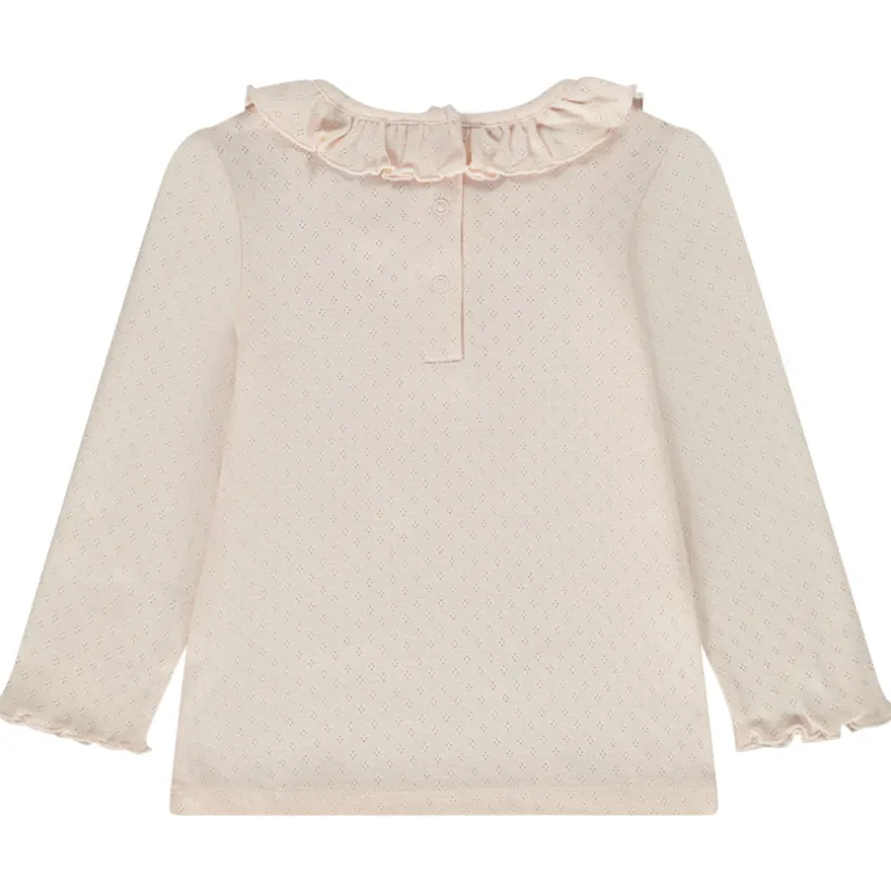 T-shirt manches longues en maille pointelle pour bébé fille
