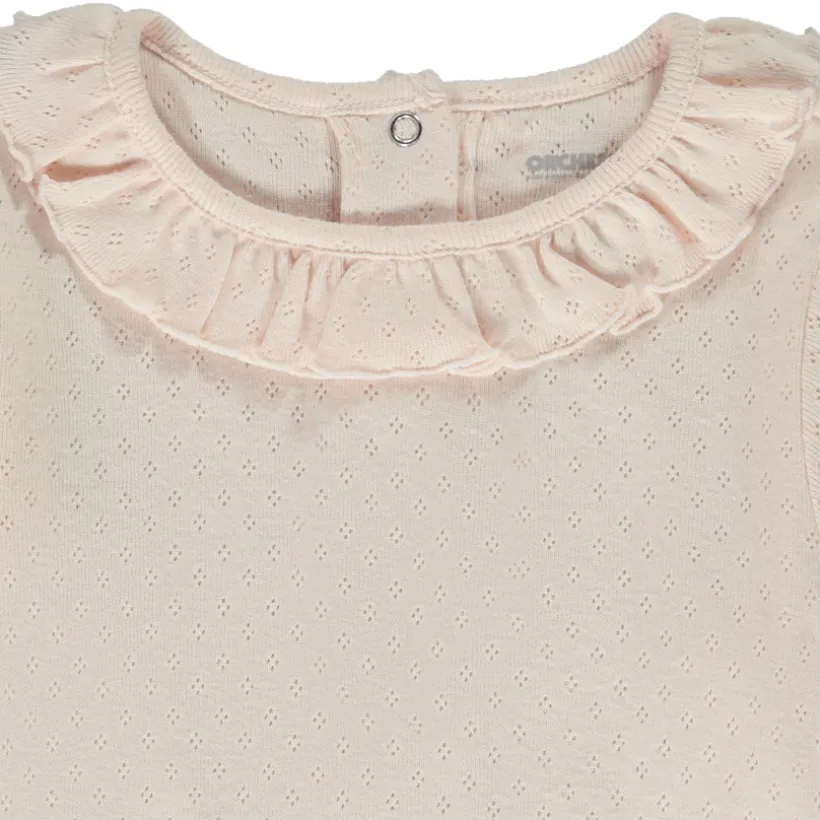 T-shirt manches longues en maille pointelle pour bébé fille