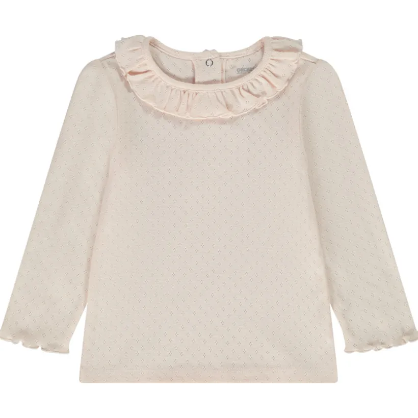 T-shirt manches longues en maille pointelle pour bébé fille