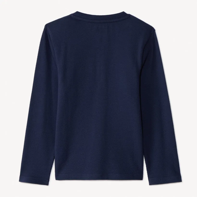 T-shirt manches longues en nid d'abeille et col tunisien pour garçon