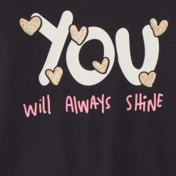 T-shirt manches longues fantaisie pailletée pour fille