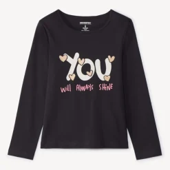T-shirt manches longues fantaisie pailletée pour fille