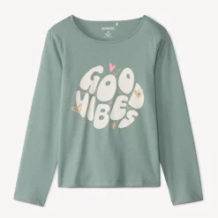 T-shirt manches longues fantaisie pailletée pour fille