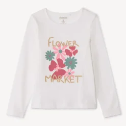 T-shirt manches longues fantaisie pailletée pour fille