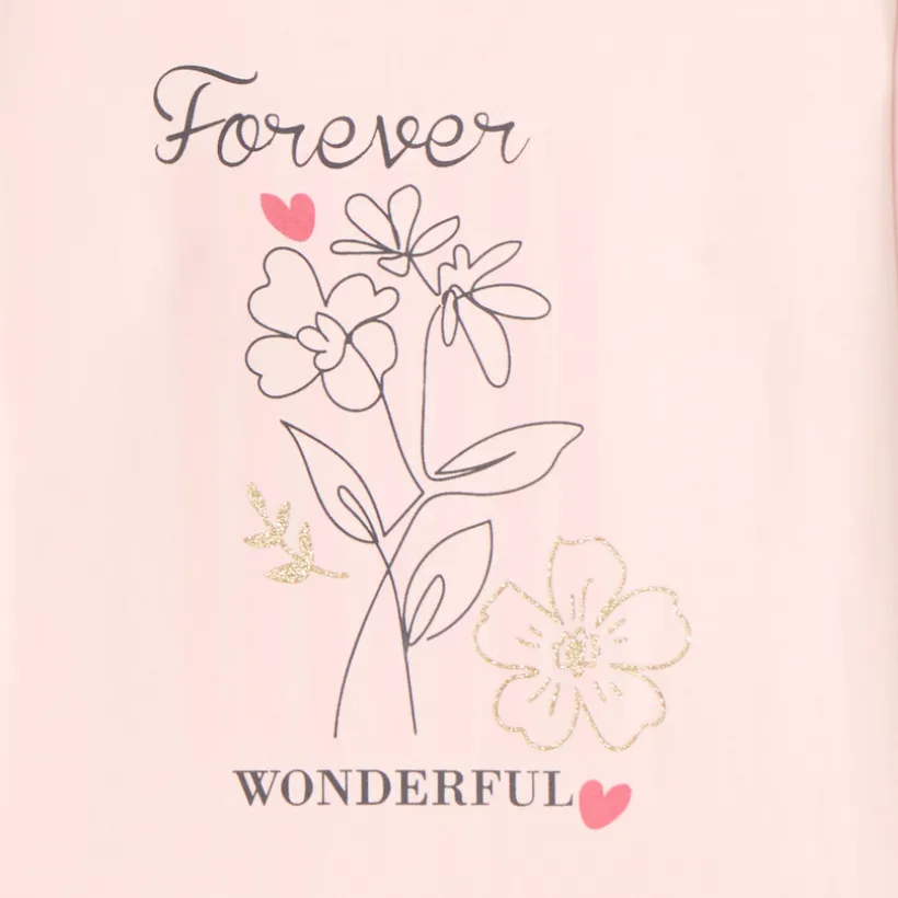 T-shirt manches longues fille avec imprimé fantaisie et paillettes