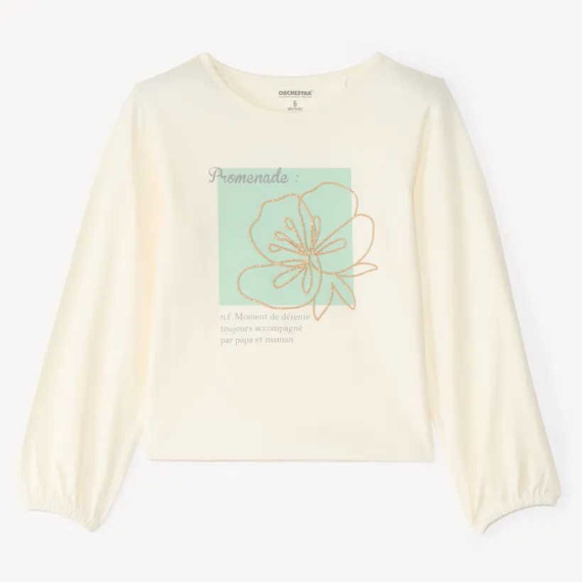 T-shirt manches longues fille à motif fleuri