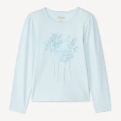 T-shirt manches longues à fleurs 3D pour fille
