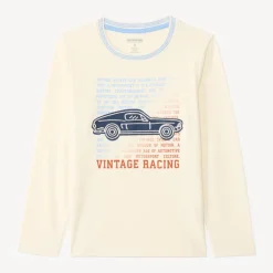 T-shirt manches longues garçon voiture vintage brodée