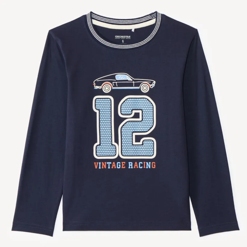 T-shirt manches longues imprimé voiture pour garçon