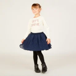 T-shirt manches longues à motif pailleté et strass pour fille