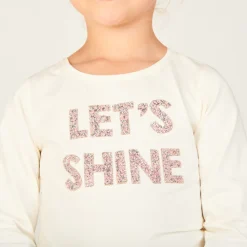 T-shirt manches longues à motif pailleté et strass pour fille