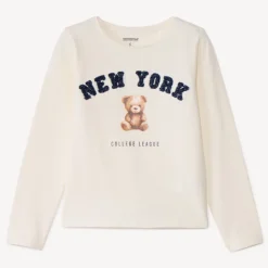 T-shirt manches longues ourson avec broderie pour fille