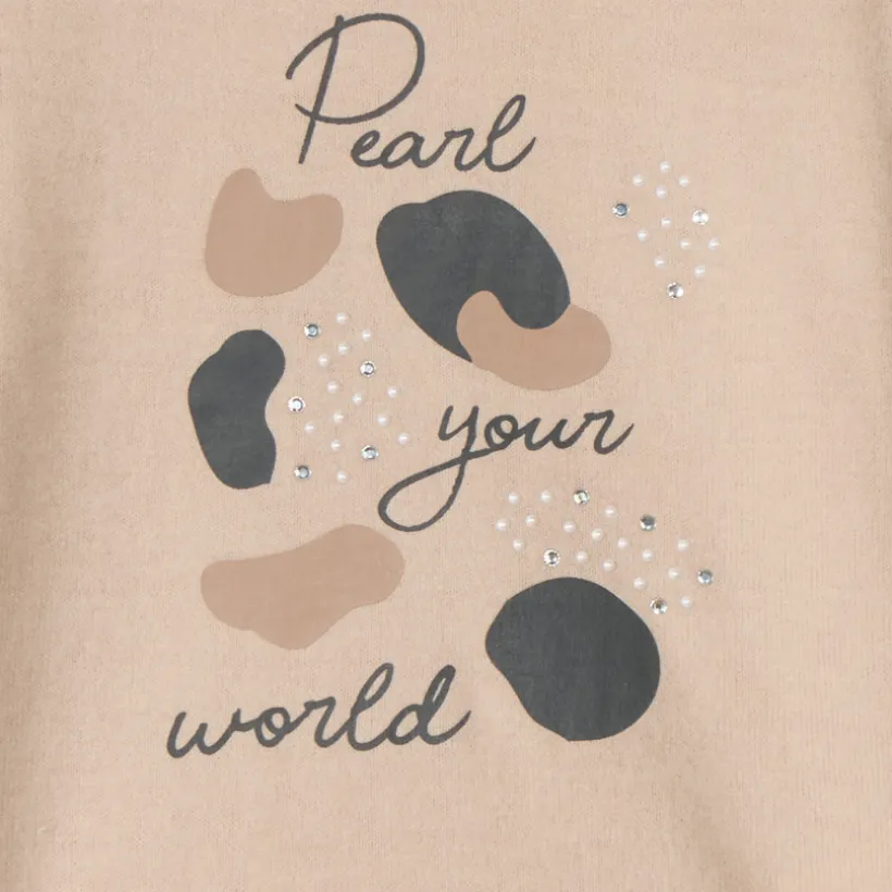 T-shirt manches longues oversize à strass pour fille