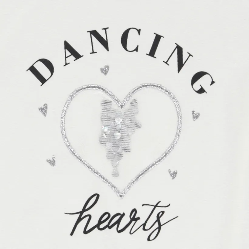 T-shirt manches longues à épaulettes et print pour fille