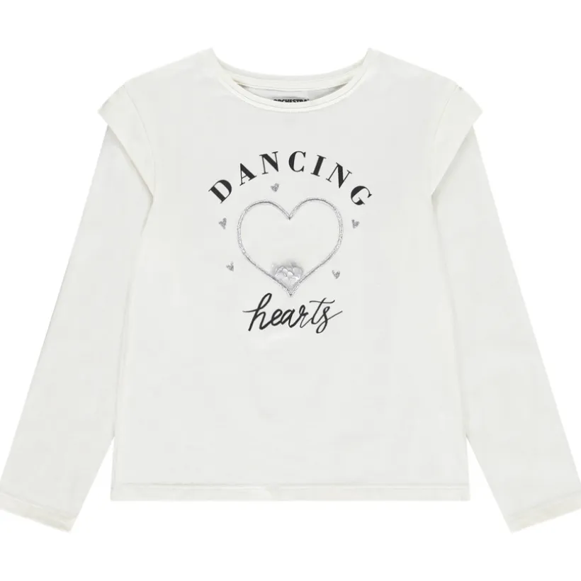 T-shirt manches longues à épaulettes et print pour fille