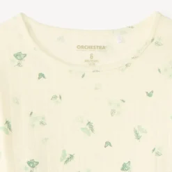 T-shirt manches longues pointelle imprimé papillons pour fille