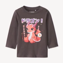 T-shirt manches longues print dragon kawaii pour bébé garçon