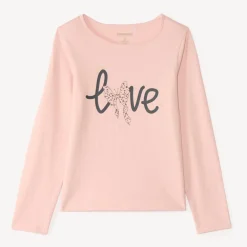 T-shirt manches longues print pailleté pour fille