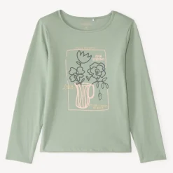 T-shirt manches longues print pailleté pour fille