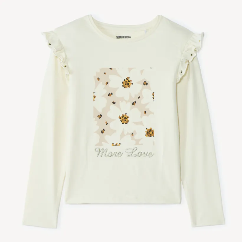 T-shirt manches longues print fleurs pour fille