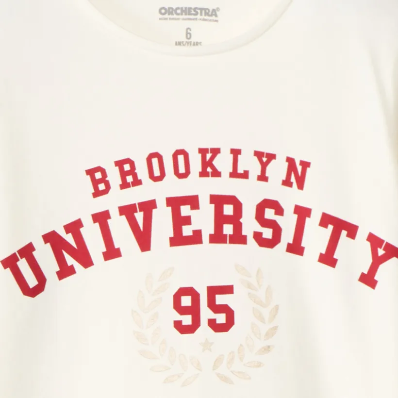 T-shirt manches longues print varsity pour fille