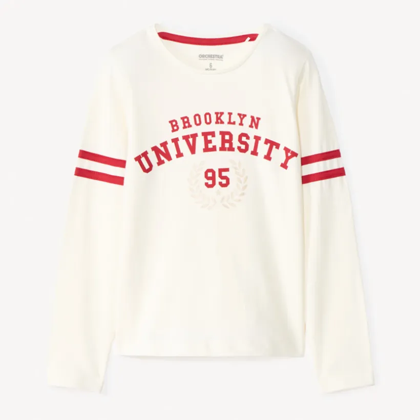 T-shirt manches longues print varsity pour fille
