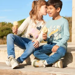 T-shirt manches longues printé à paillettes pour fille