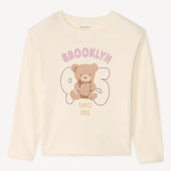 T-shirt manches longues print ourson pour fille