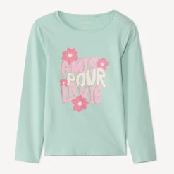 T-shirt manches longues à print pailleté pour fille