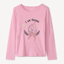 T-shirt manches longues à print pailleté pour fille