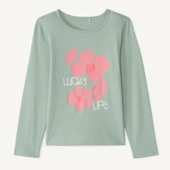 T-shirt manches longues printé à paillettes pour fille