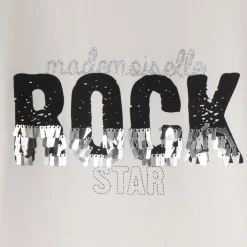 T-shirt manches longues print Rock à sequins pour fille