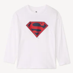 T-shirt manches longues Superman Warner en relief pour garçon